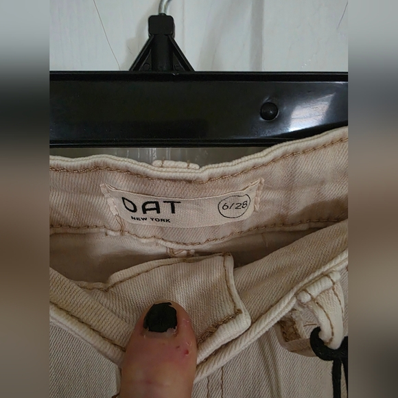 OAT New York Cream Denim Midi Skirt With Slit And Pockets 6 NWT - Picture 8 of 12